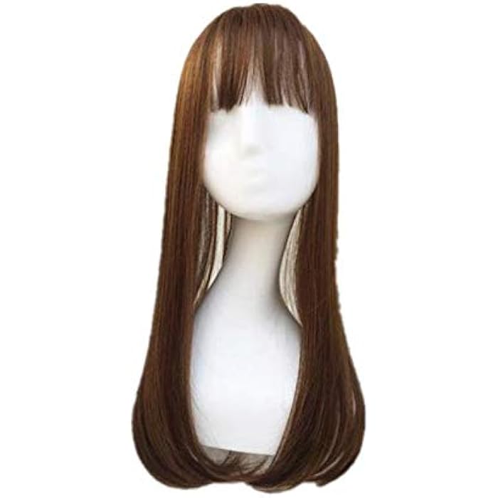 DILLARDS Synthetic Women's Wig With Hair Bangs Long Straight Layered Heat Resistant Synthetic Hair Wig For Women(Dark Brown) (B099Mhdsxr) - Image 3